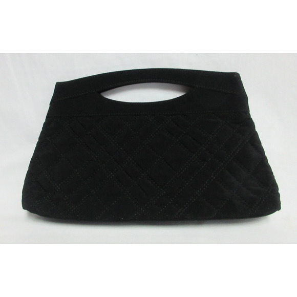 Vera Bradley Black Microfiber Quilted Clutch Bag, Front and Inside Pockets - Picture 2 of 8